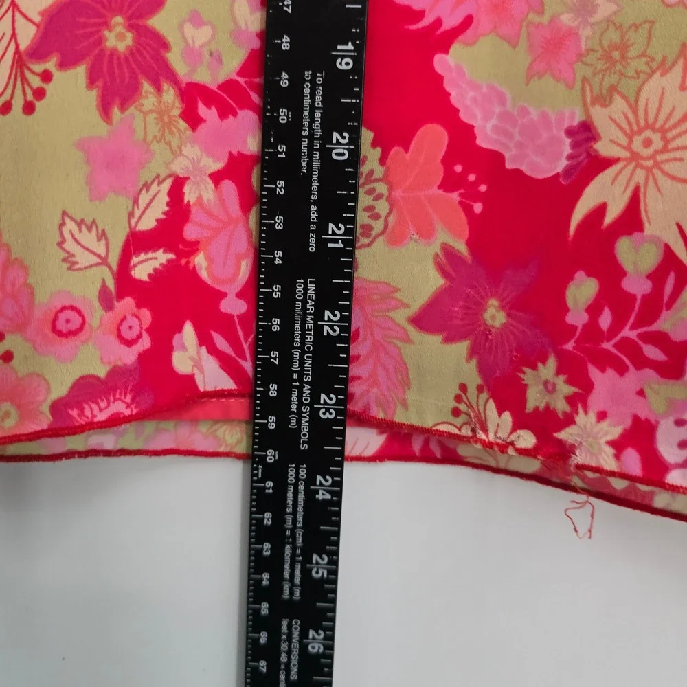 Jennifer Lauren‎ Womens Floral V-Neck Faux Wrap Top Pink Sage Green Size Large